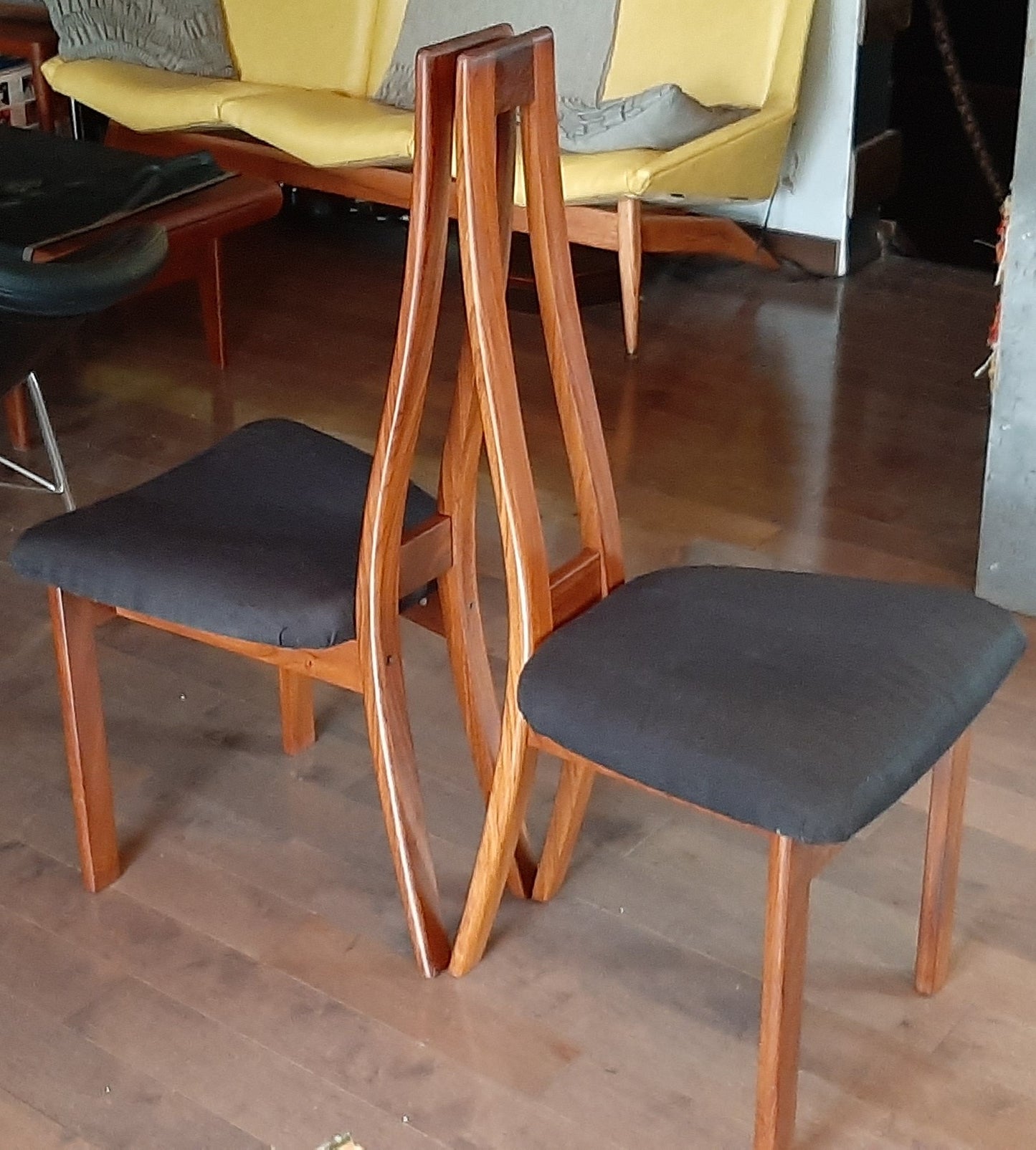 Set of 2 MCM Teak high-back side chairs by RS Associates RESTORED