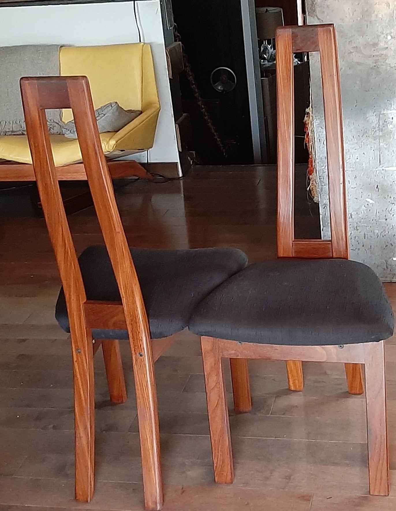 Set of 2 MCM Teak high-back side chairs by RS Associates RESTORED