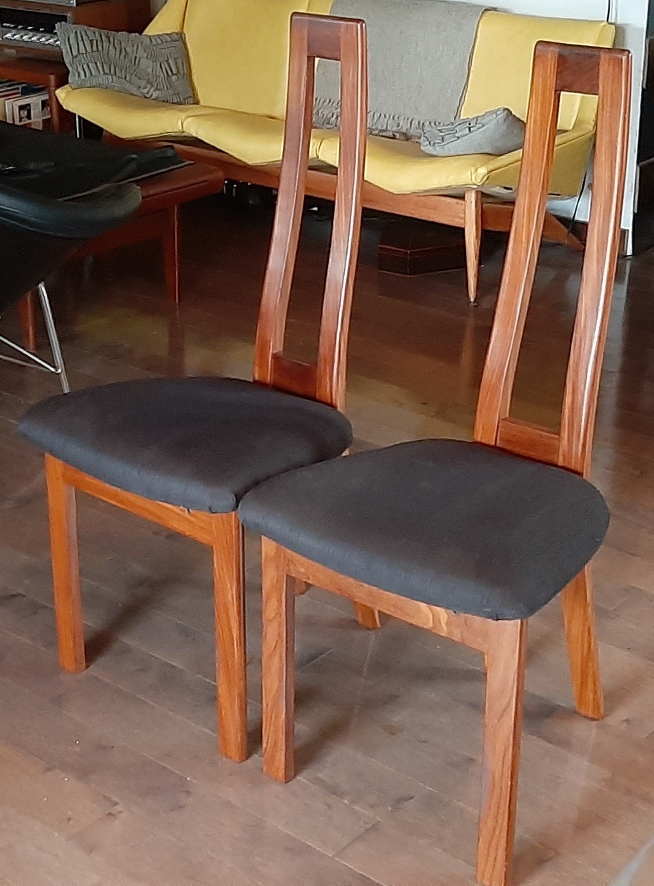 Set of 2 MCM Teak high-back side chairs by RS Associates RESTORED