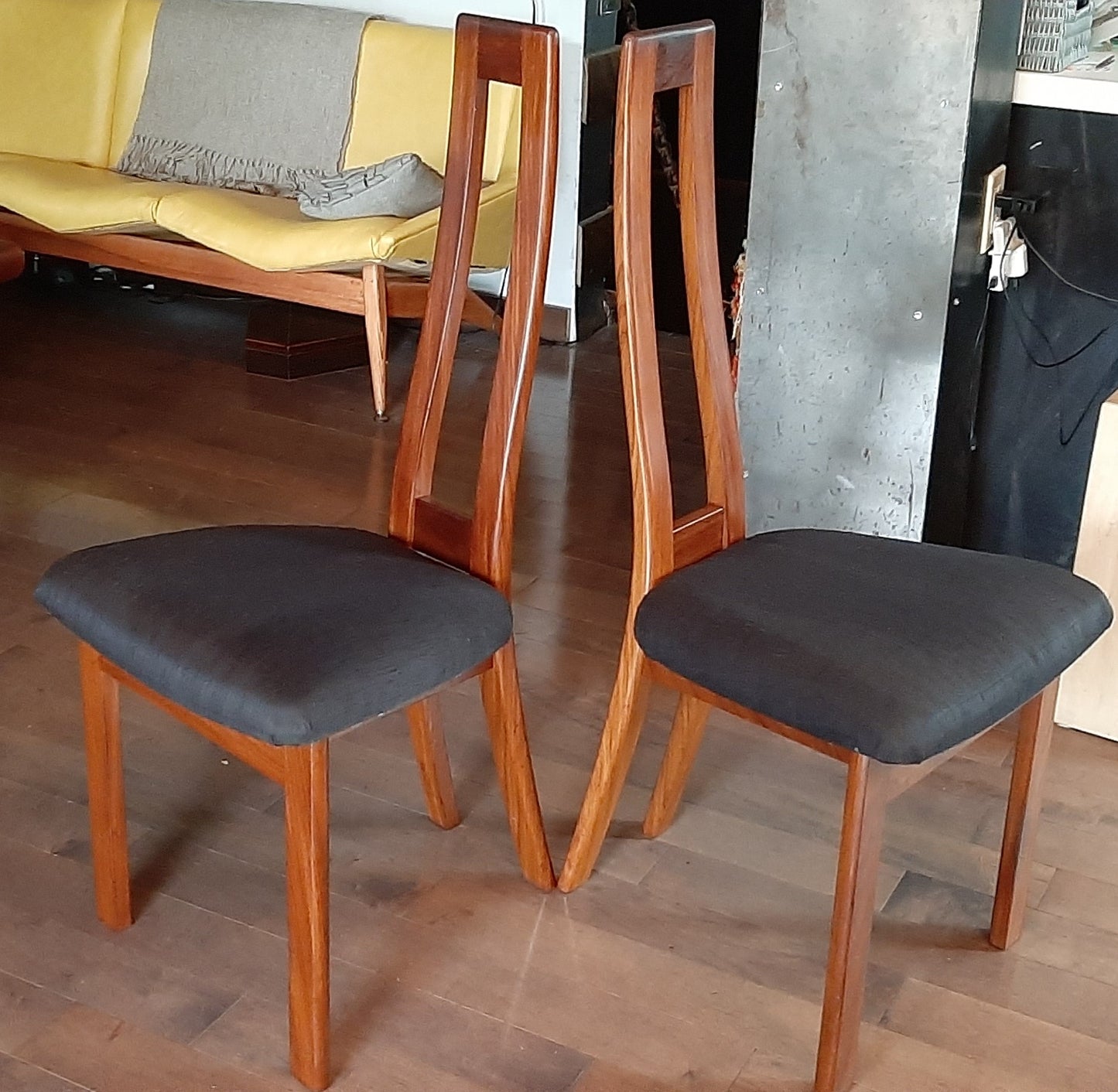 Set of 2 MCM Teak high-back side chairs by RS Associates RESTORED