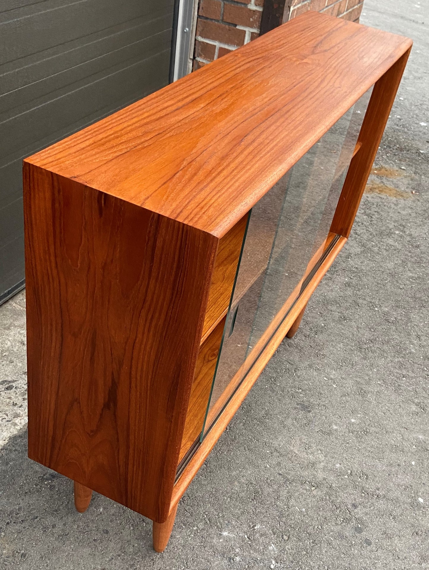 REFINISHED Danish MCM Teak Display Bookcase 48"