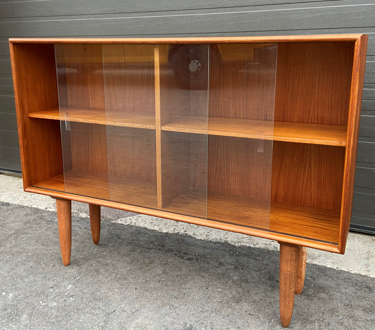REFINISHED Danish MCM Teak Display Bookcase 48
