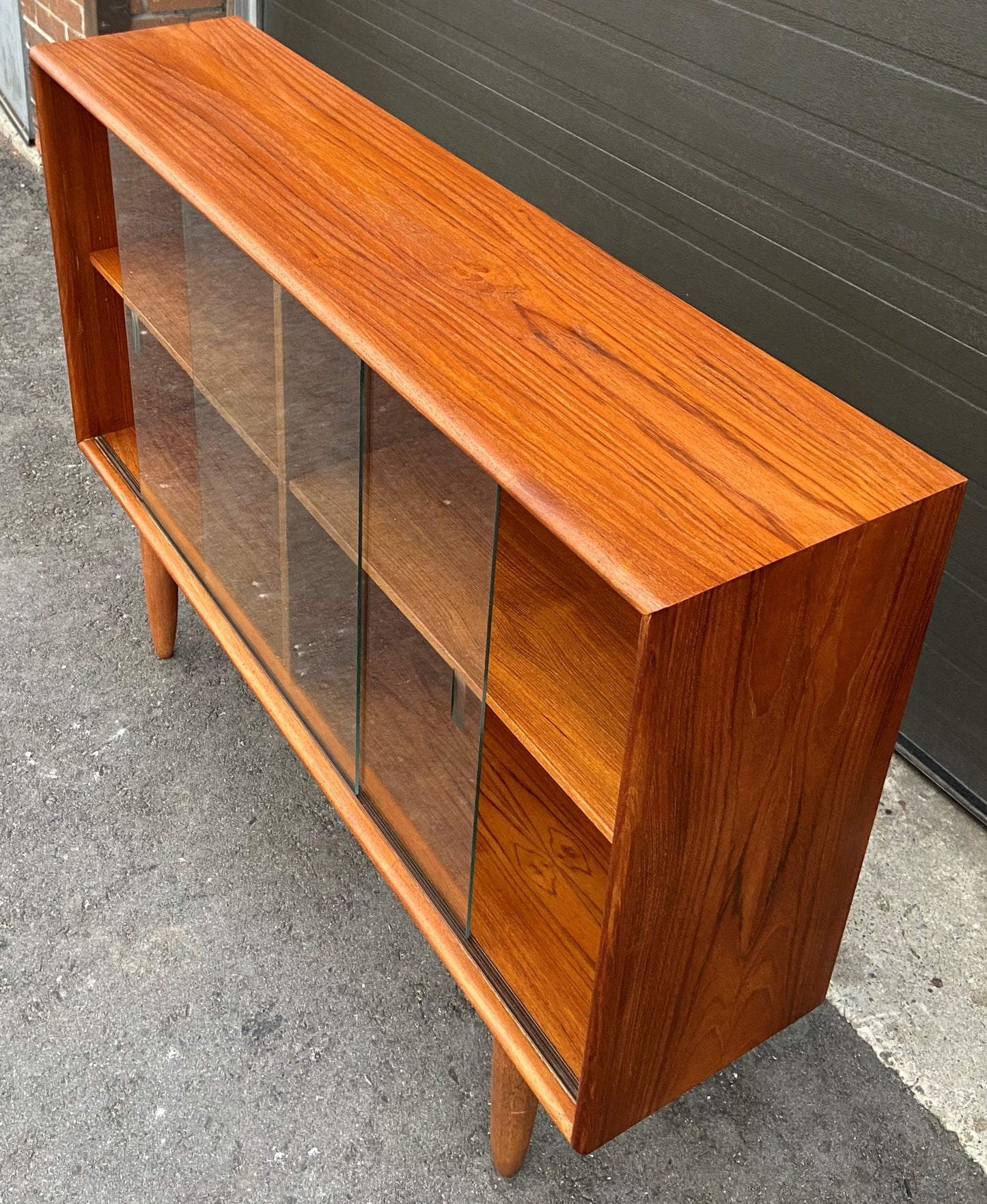 REFINISHED Danish MCM Teak Display Bookcase 48"