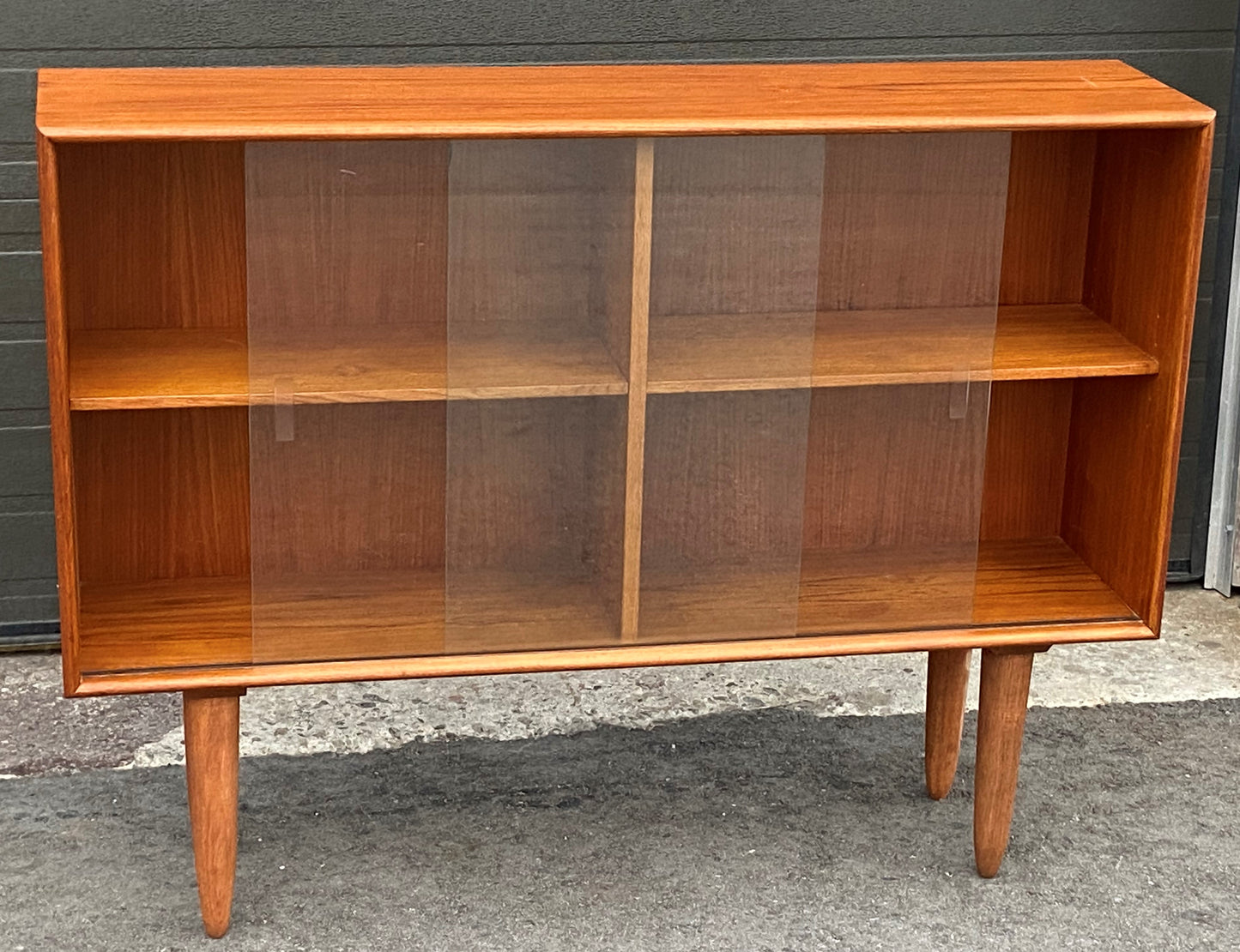 REFINISHED Danish MCM Teak Display Bookcase 48"