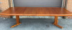 REFINISHED Mid Century Modern Teak Pedestal Table w 2 Leaves , 71.5