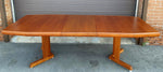 REFINISHED Mid Century Modern Teak Pedestal Table w 2 Leaves , 71.5