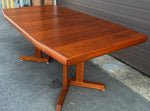 REFINISHED Mid Century Modern Teak Pedestal Table w 2 Leaves , 71.5