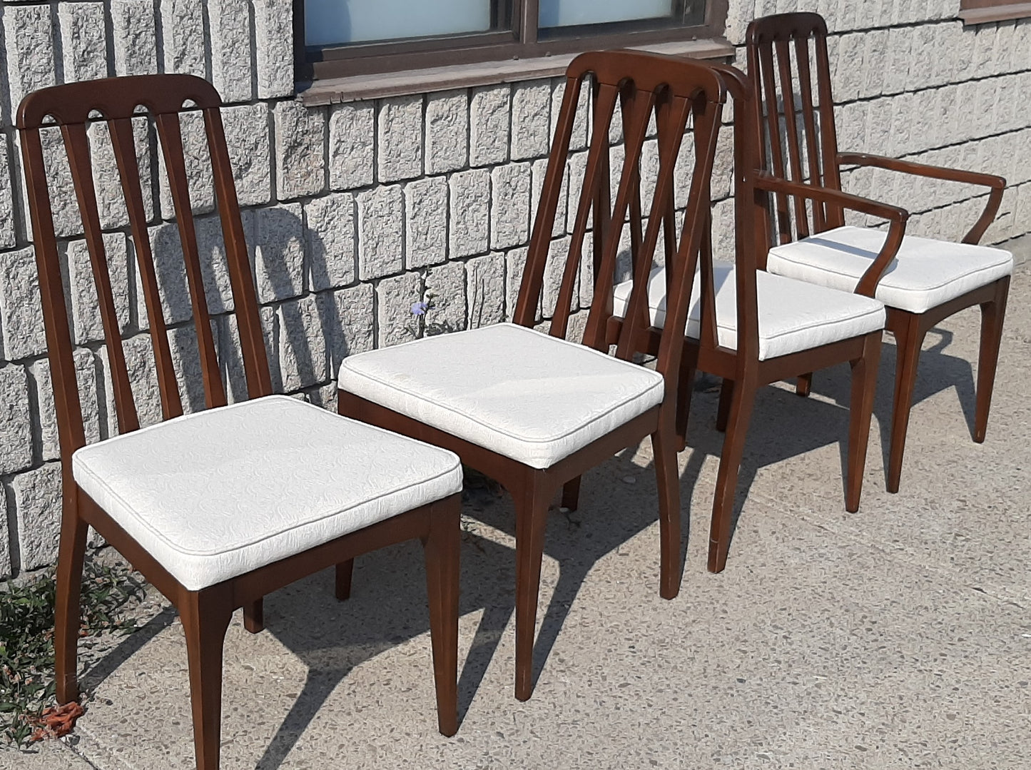 Set of 4 MCM Walnut Chairs RESTORED, includes new upholstery