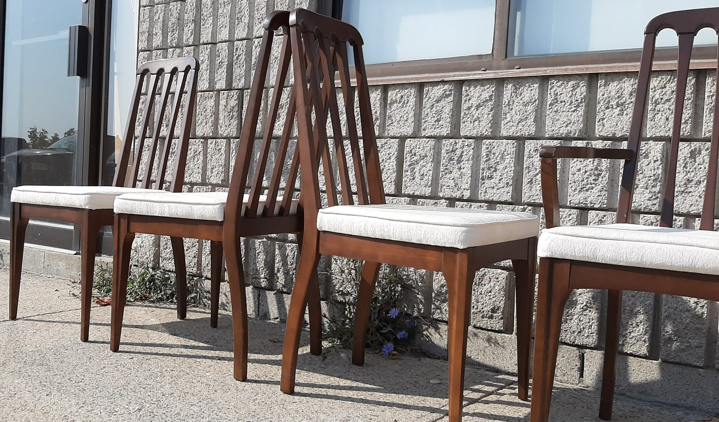 Set of 4 MCM Walnut Chairs RESTORED, includes new upholstery