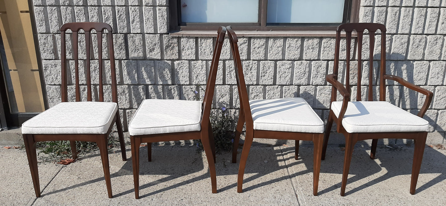 Set of 4 MCM Walnut Chairs RESTORED, includes new upholstery