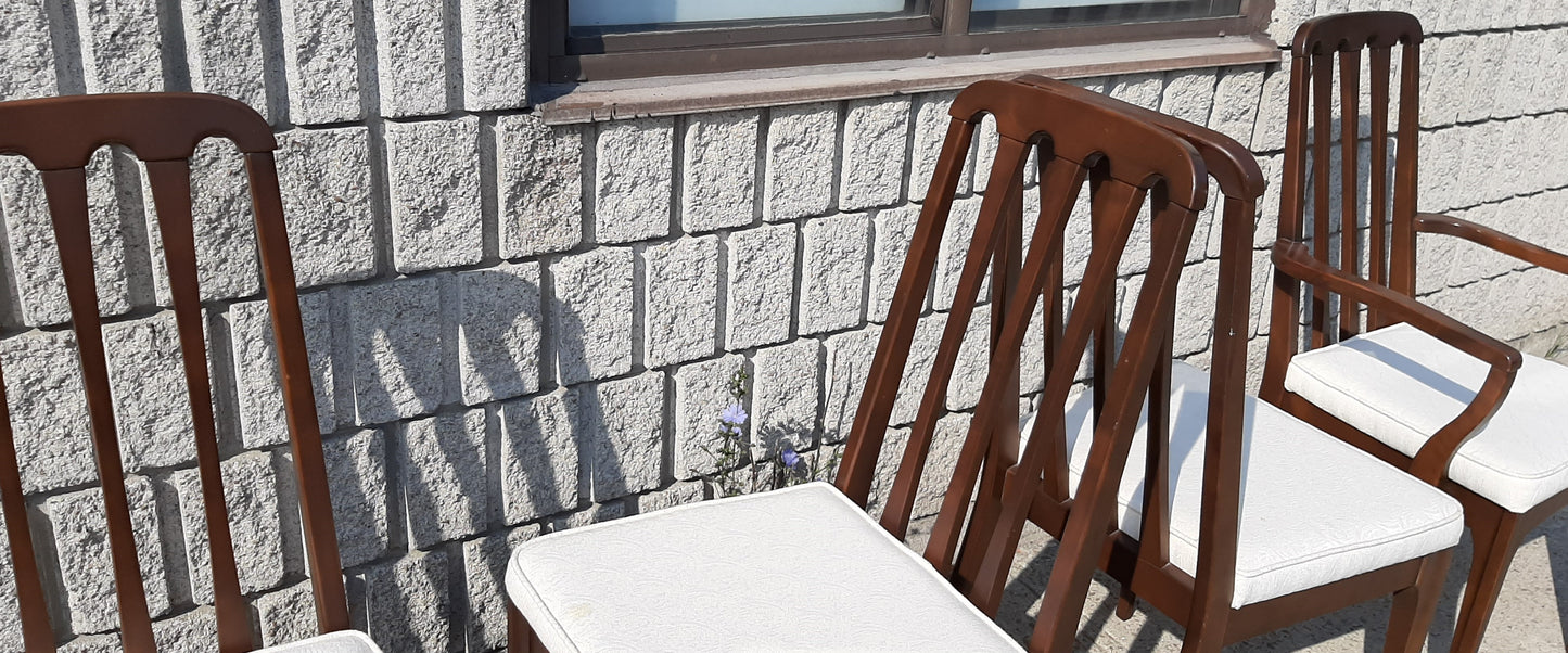 Set of 4 MCM Walnut Chairs RESTORED, includes new upholstery