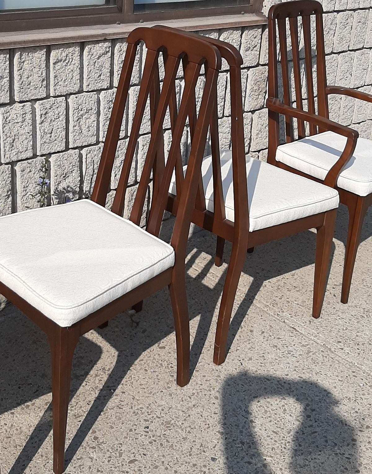 Set of 4 MCM Walnut Chairs RESTORED, includes new upholstery
