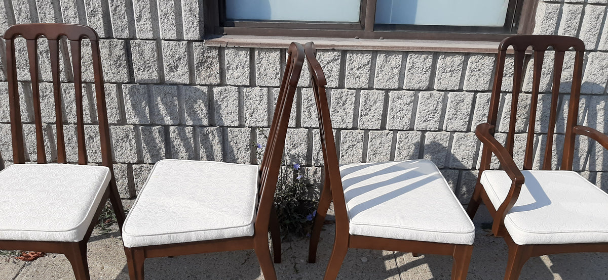 Set of 4 MCM Walnut Chairs RESTORED, includes new upholstery