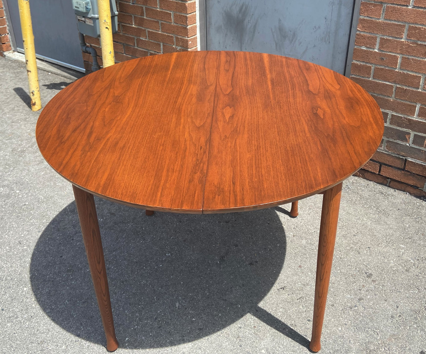 REFINISHED Mid Century Modern Walnut Table Round 42"