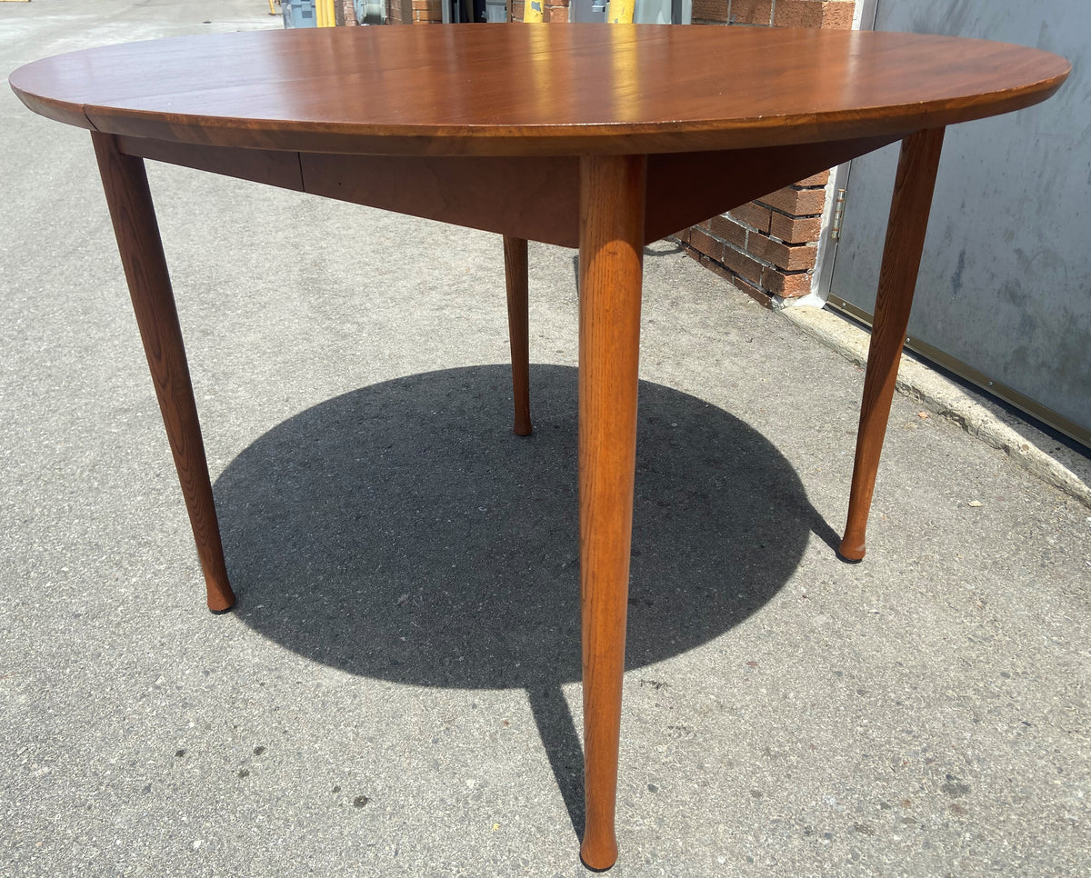 REFINISHED Mid Century Modern Walnut Table Round 42