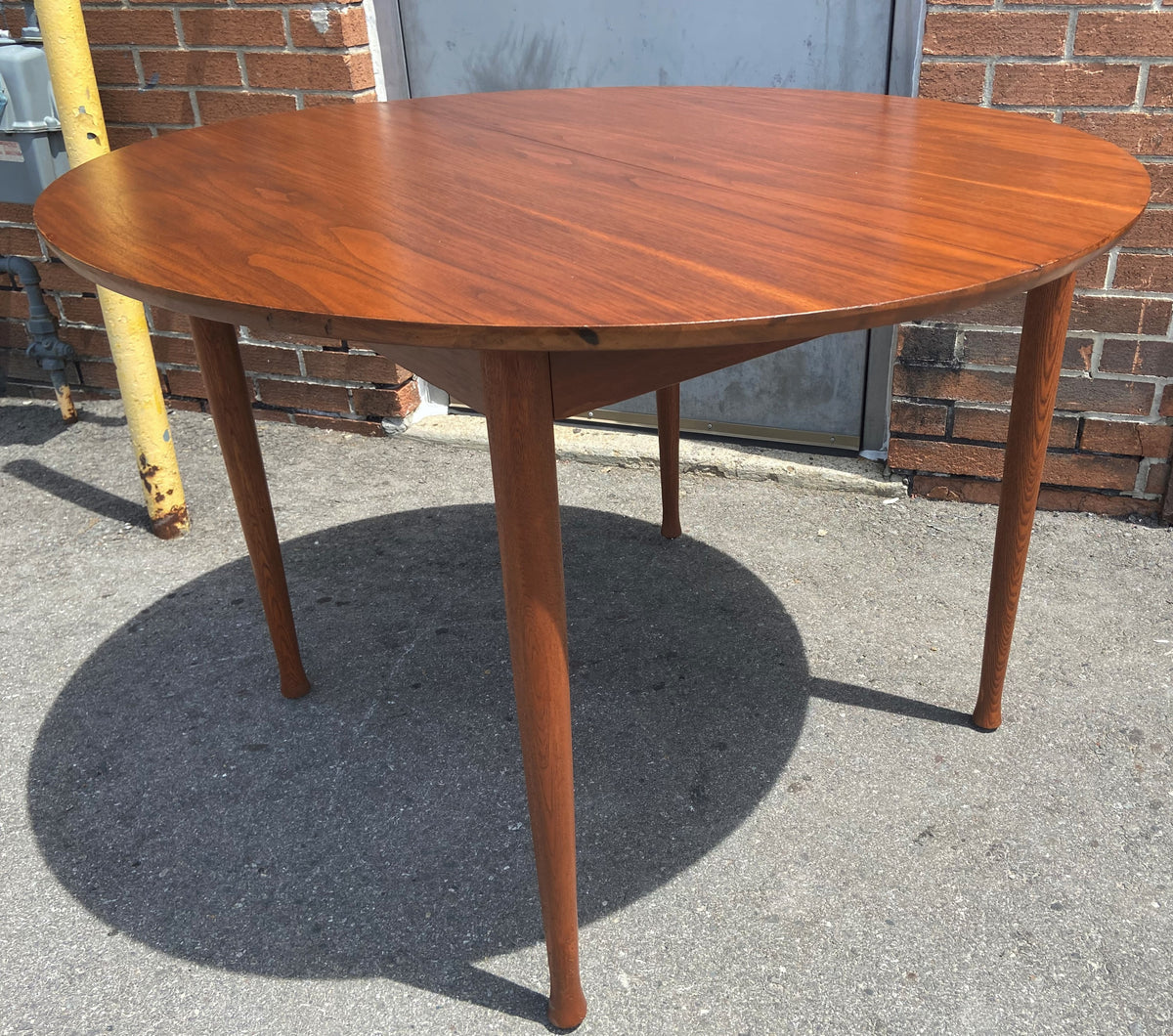 REFINISHED Mid Century Modern Walnut Table Round 42