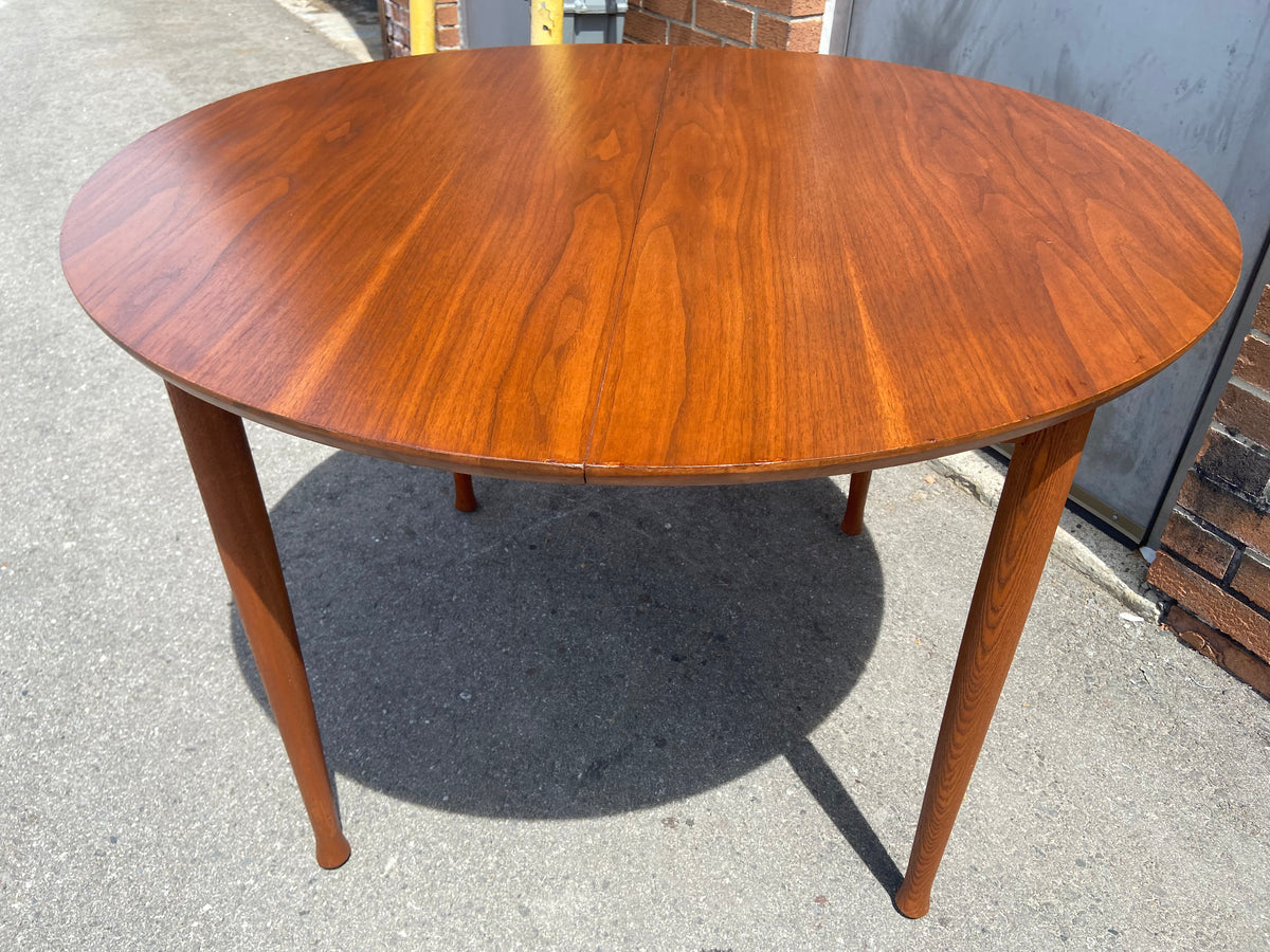 REFINISHED Mid Century Modern Walnut Table Round 42