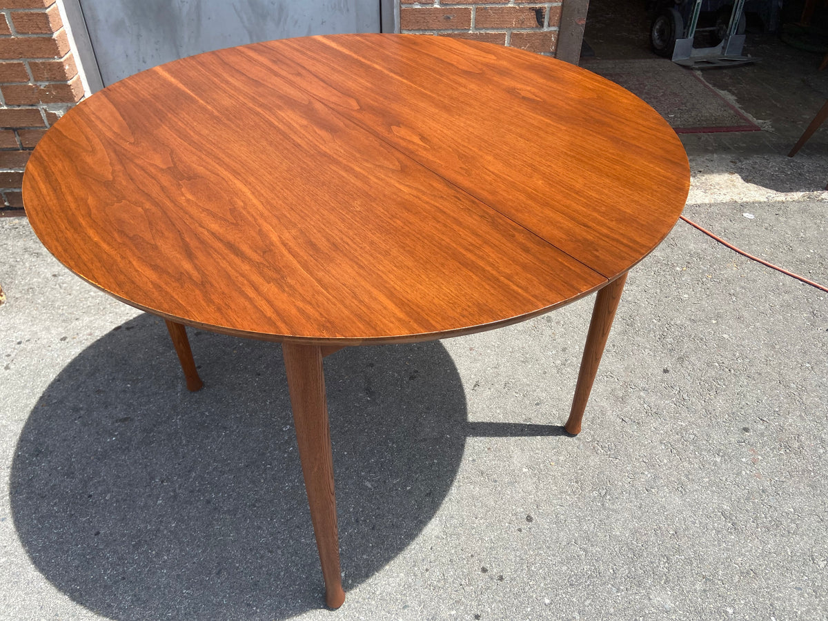 REFINISHED Mid Century Modern Walnut Table Round 42
