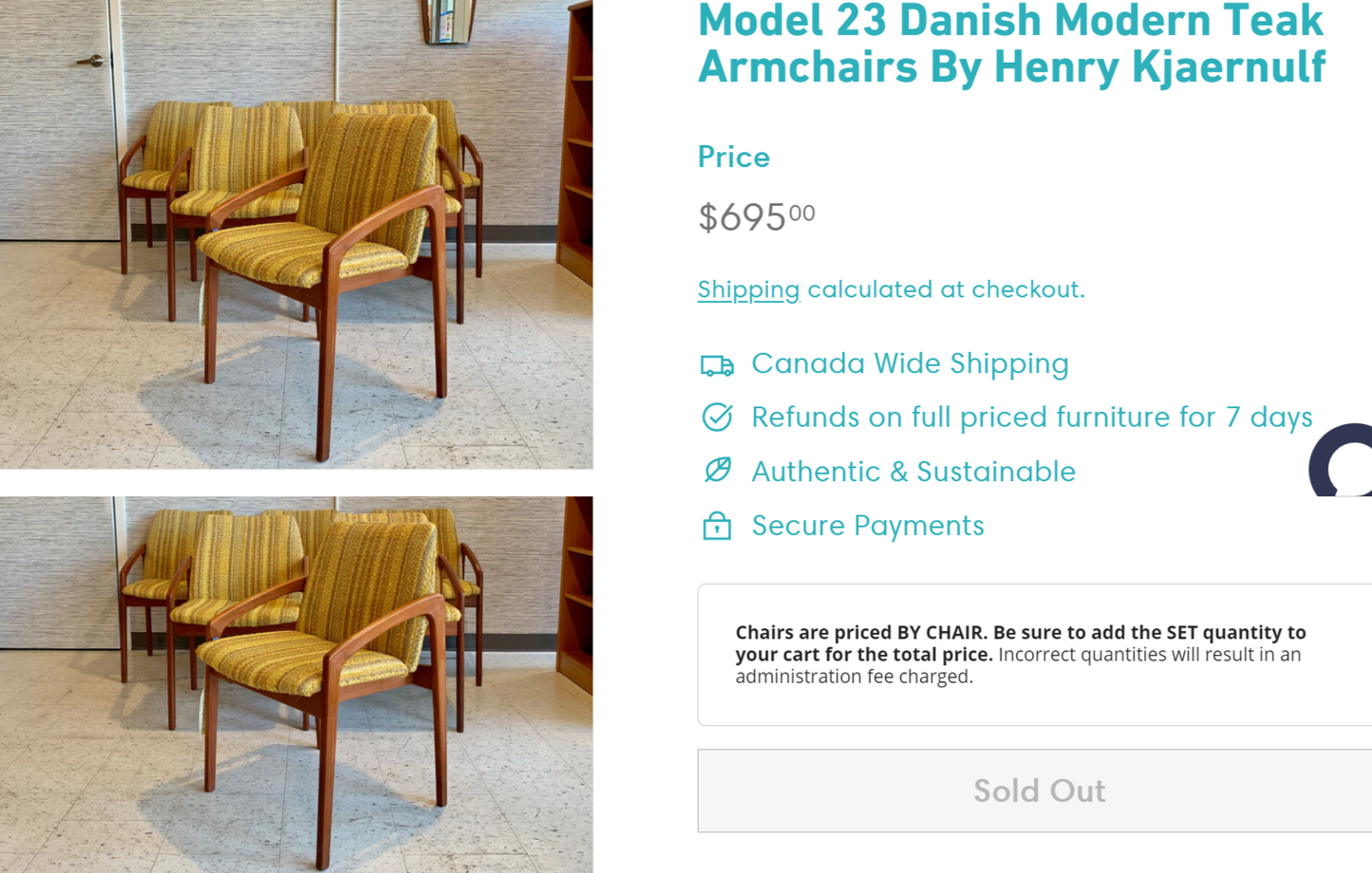 4 Danish MCM Teak Armchairs by H.Kjaernulf will be REFINISHED REUPHOLSTERED