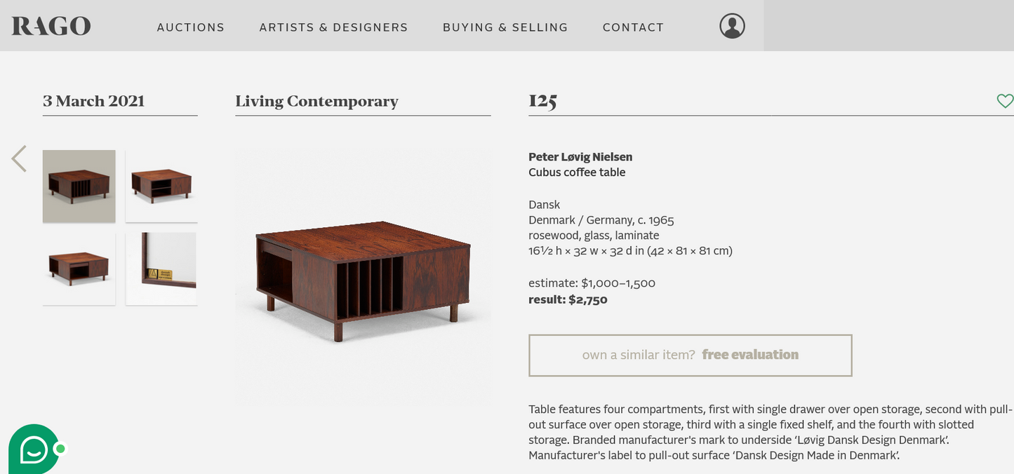 REFINISHED Danish MCM Rosewood Coffee Table w Storage by P.Lovig Nielsen