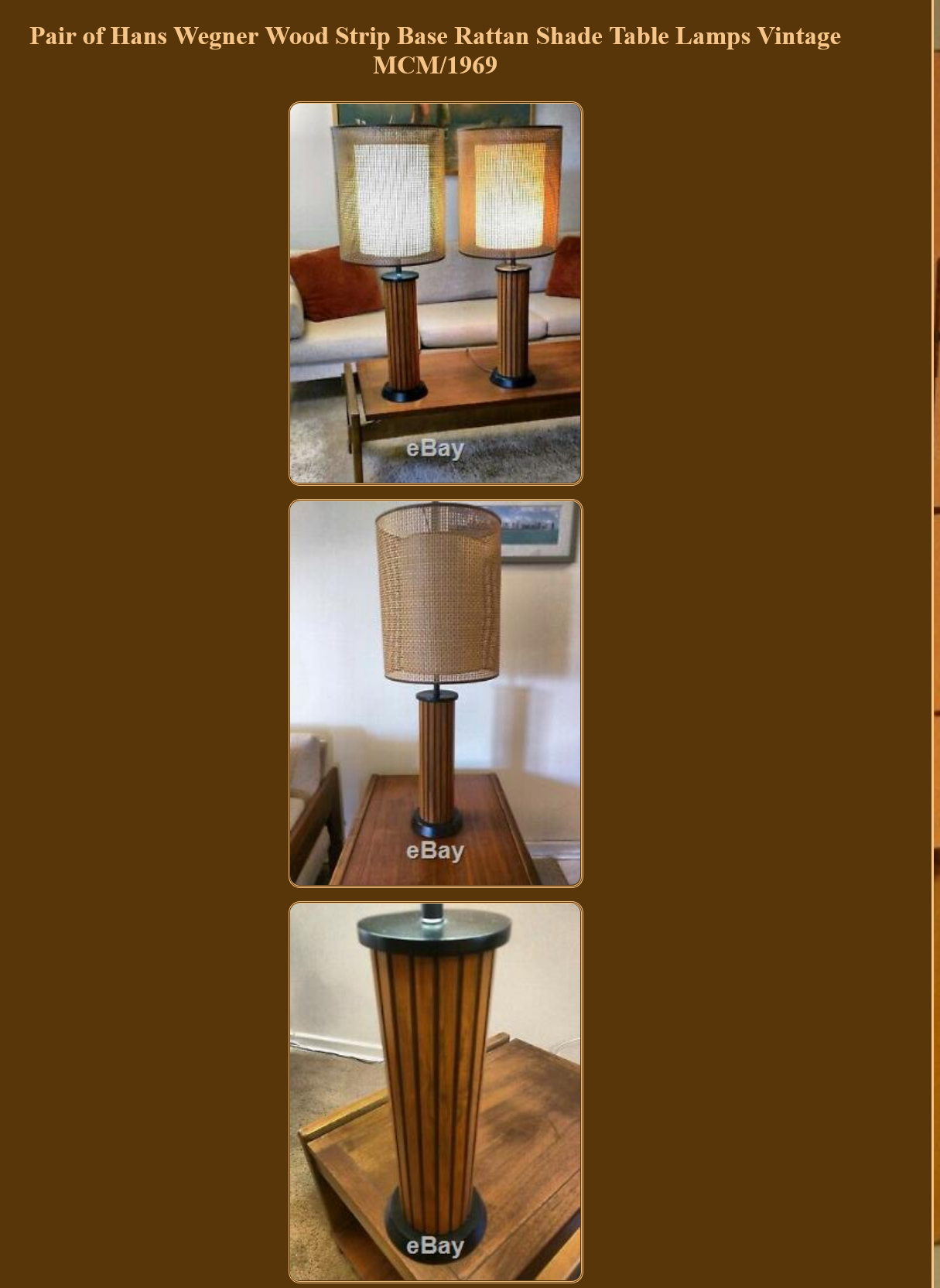 A pair of Mid Century Modern "Gruvwood" Table Lamps with Original Shades