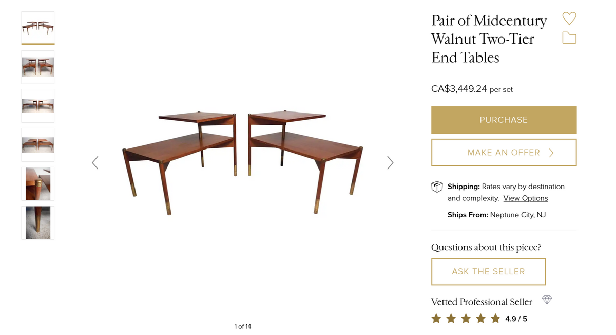 REFINISHED MCM Walnut Two Tier / Step End Table, PERFECT