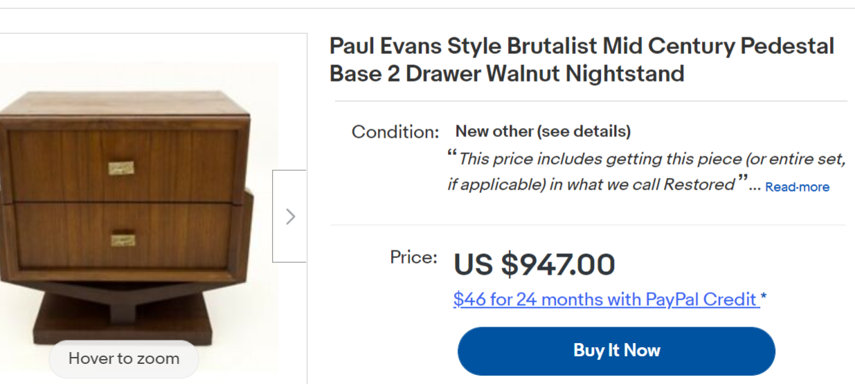 REFINISHED Rare Mid Century Modern Walnut Brutalist Nightstands or End Tables