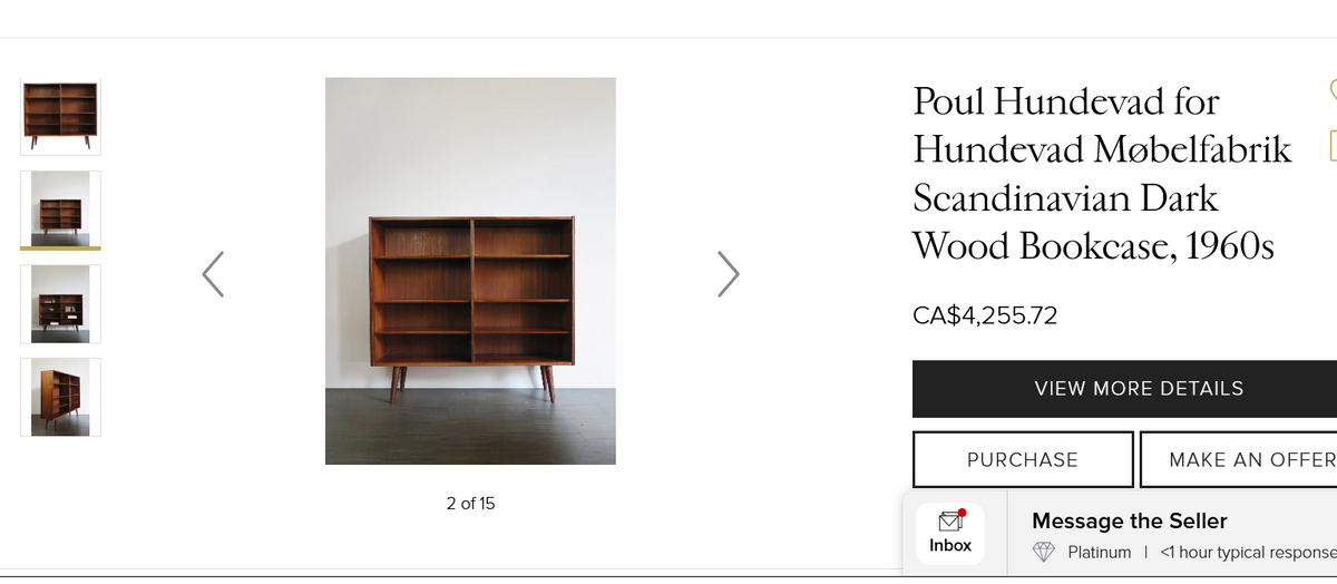 REFINISHED Danish Mid Century Modern Rosewood Bookcase 54.5