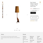 Mid Century Modern Zig Zag Teak Floor Lamp, H 61.5