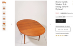 REFINISHED Danish MCM Teak Dining Table Round to Oval w Butterfly Leaf Selfstoring 48