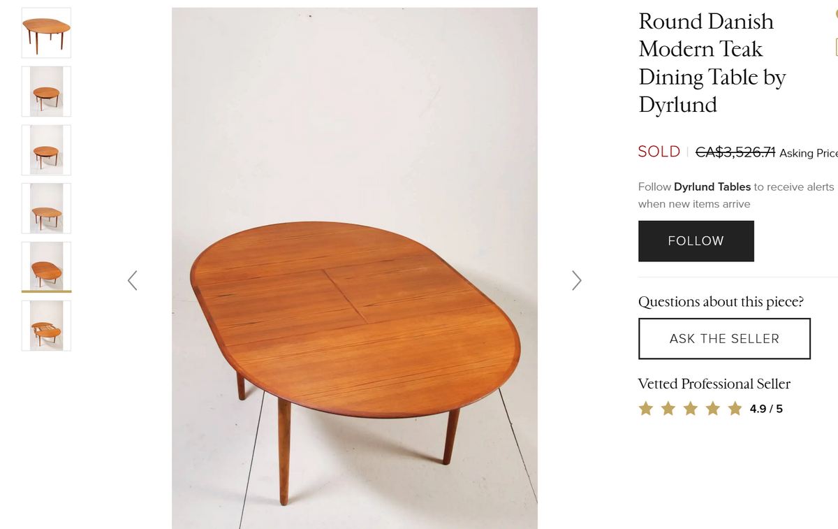 REFINISHED Danish MCM Teak Dining Table Round to Oval w Butterfly Leaf 48