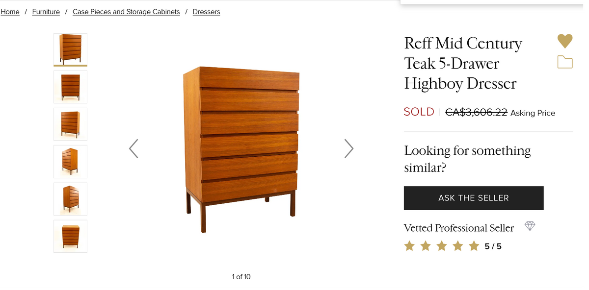 REFINISHED Mid Century Modern Teak Dresser & Tallboy by Reff/ Knoll, PERFECT