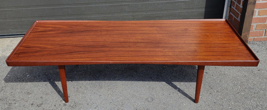 REFINISHED Danish Mid Century Modern  Selig Teak Coffee Table Large w Raised Edges
