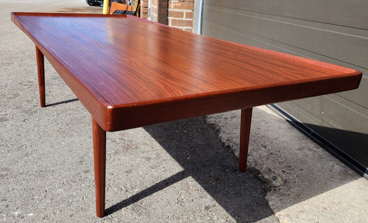 REFINISHED Danish Mid Century Modern  Selig Teak Coffee Table Large w Raised Edges