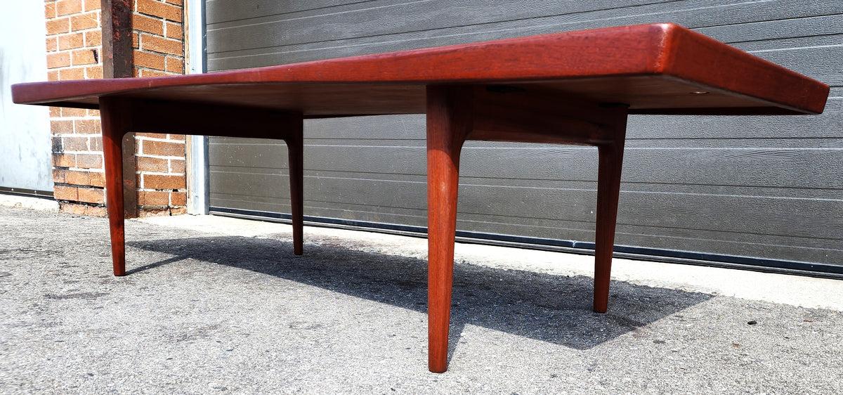 REFINISHED Danish Mid Century Modern  Selig Teak Coffee Table Large w Raised Edges