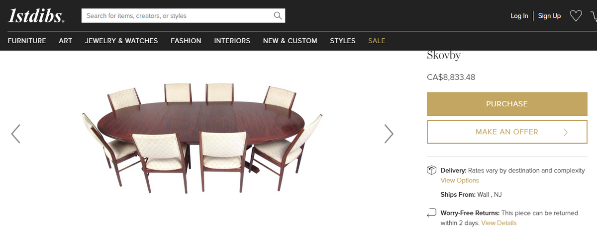 Set REFINISHED Danish MCM Rosewood Table Oval w 2 Leaves 70-109