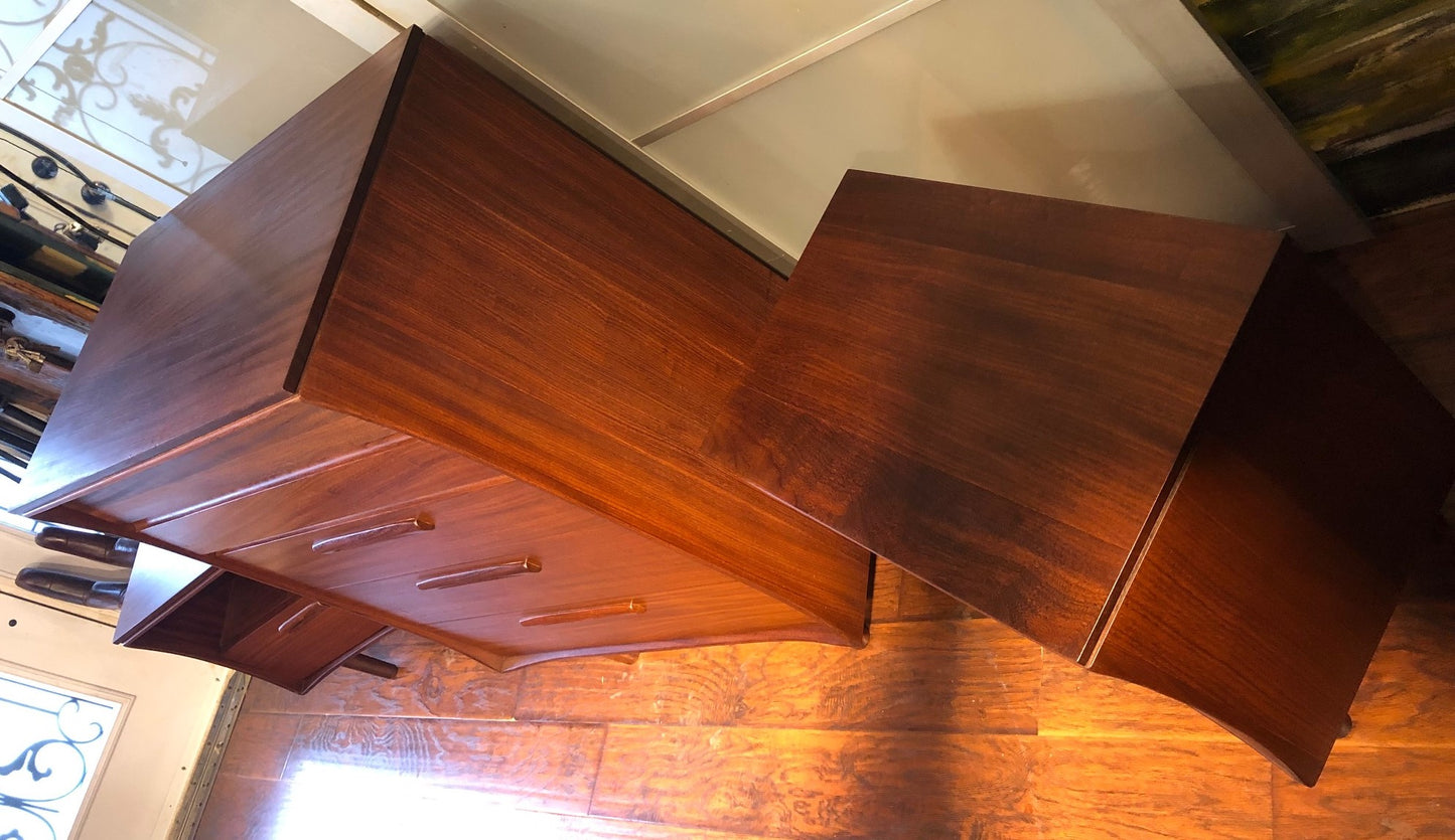 REFINISHED MCM SOLID Teak Dresser 9 drawers, Tallboy, Nightstands, Headboard and metal Queen bed frame by Imperial- PERFECT - - Mid Century Modern Toronto