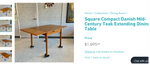 REFINISHED Danish Mid Century Modern Teak Table Draw Leaf, 33