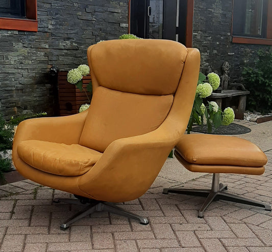 Swedish Mid Century Modern Lounge Chair & Ottoman by OVERMAN will be REUPHOLSTERED