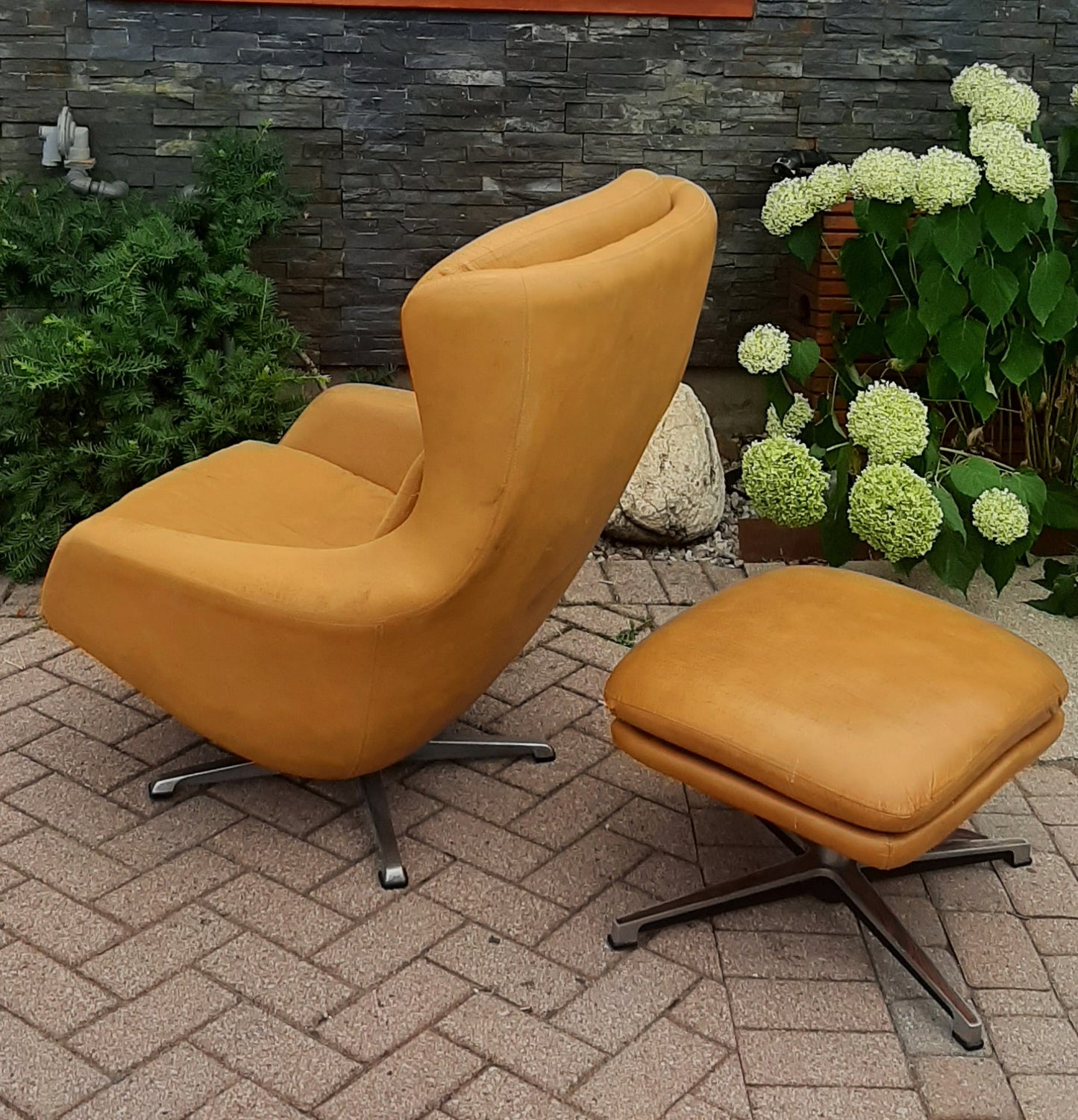 Swedish Mid Century Modern Lounge Chair & Ottoman by OVERMAN will be REUPHOLSTERED