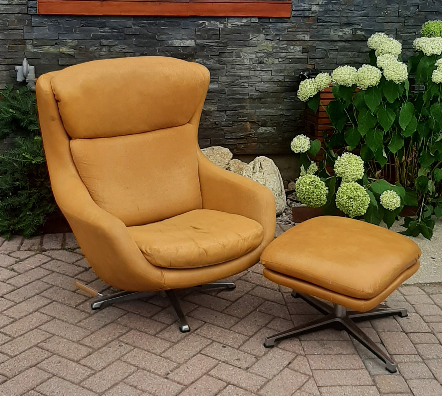 Swedish Mid Century Modern Lounge Chair & Ottoman by OVERMAN will be REUPHOLSTERED