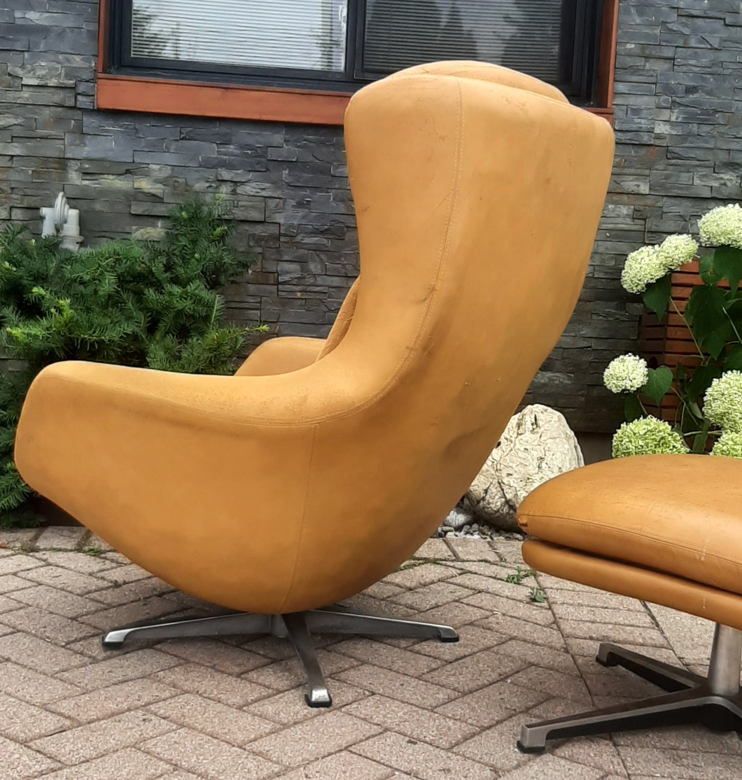 Swedish Mid Century Modern Lounge Chair & Ottoman by OVERMAN will be REUPHOLSTERED