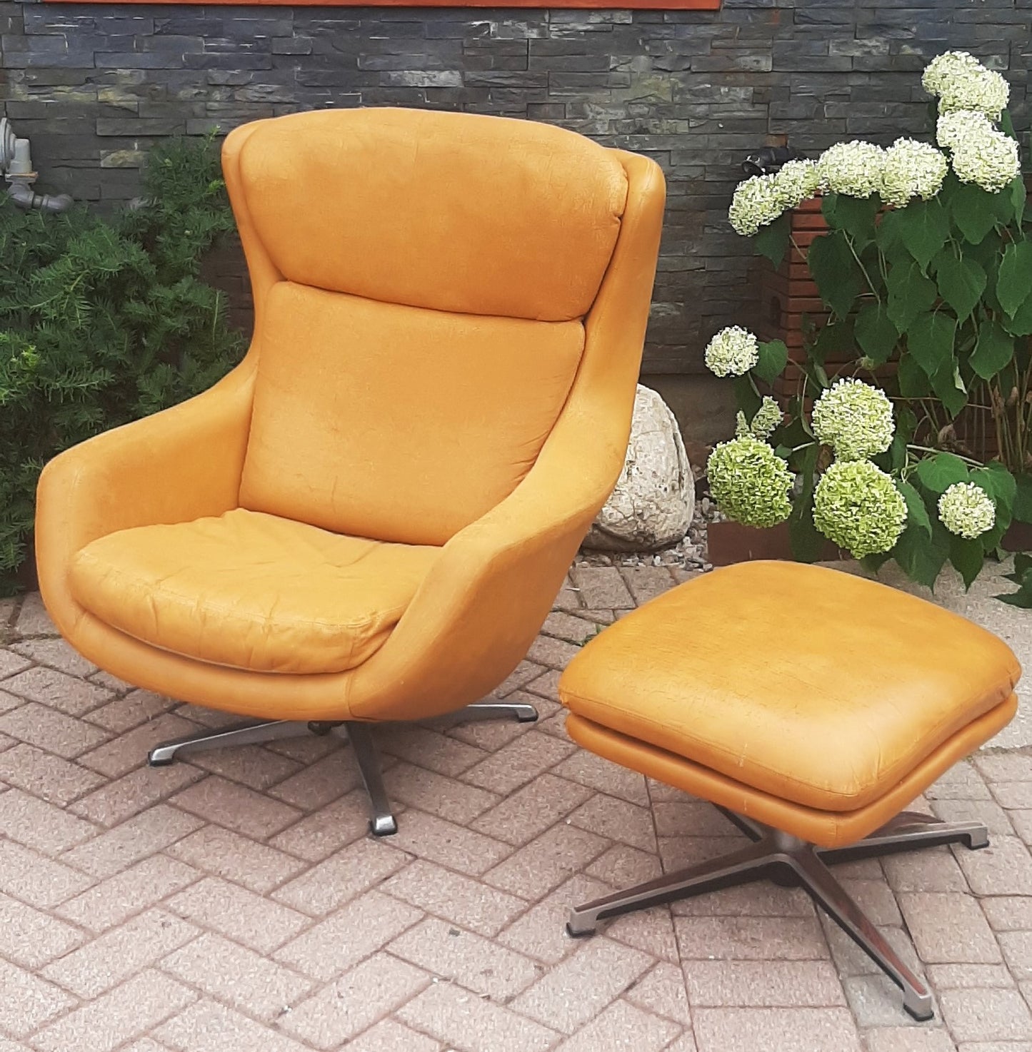 Swedish Mid Century Modern Lounge Chair & Ottoman by OVERMAN will be REUPHOLSTERED