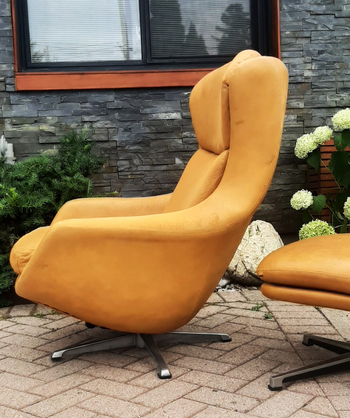 Swedish Mid Century Modern Lounge Chair & Ottoman by OVERMAN will be REUPHOLSTERED