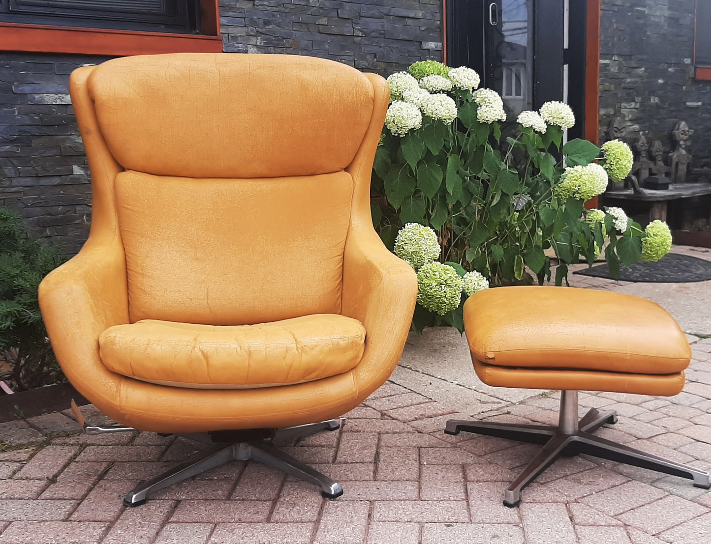 Swedish Mid Century Modern Lounge Chair & Ottoman by OVERMAN will be REUPHOLSTERED