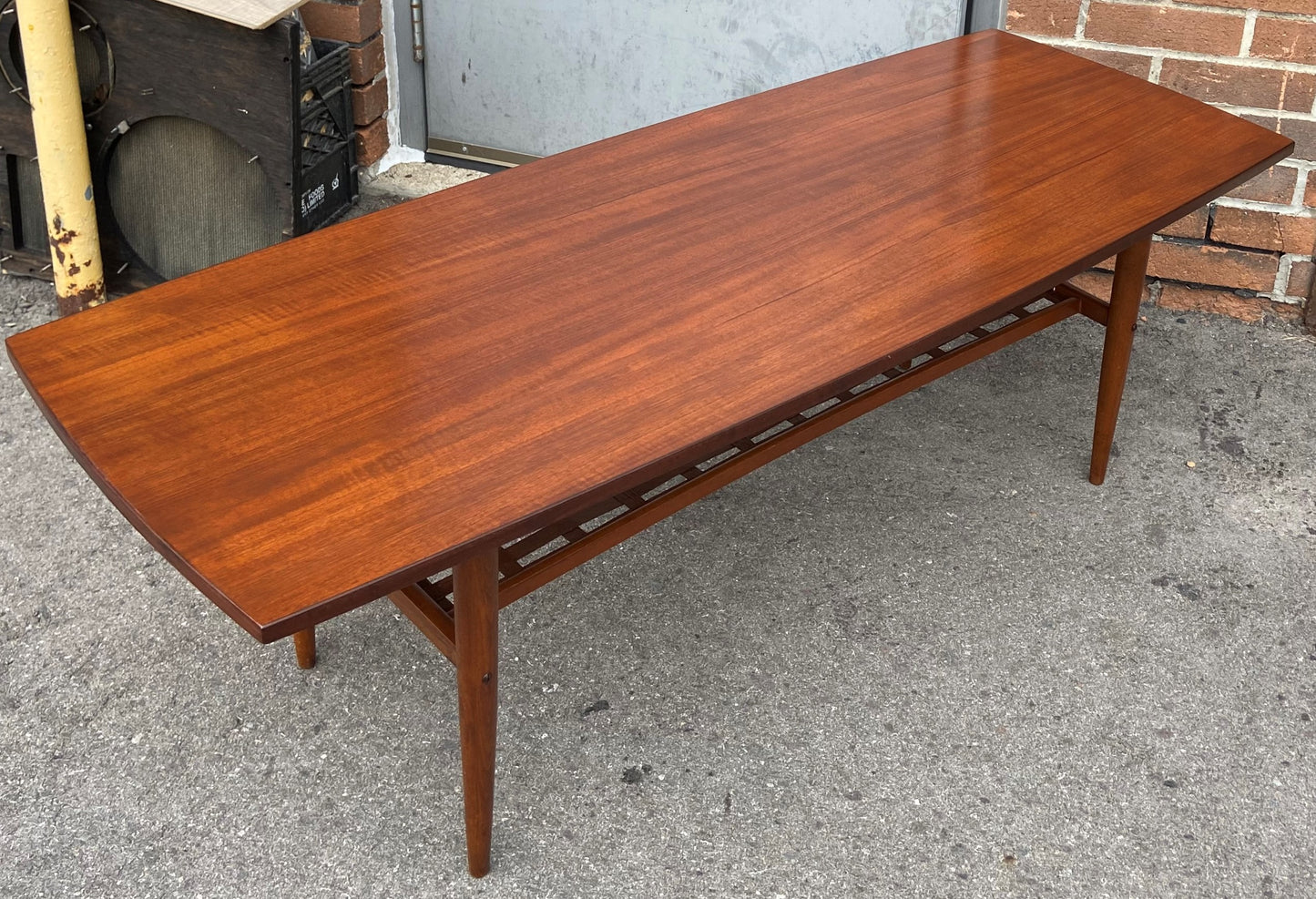 REFINISHED Swedish Mid Century Modern Teak Coffee Table with Shelf by Alberts Tibro