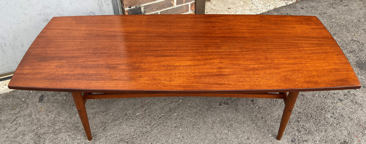 REFINISHED Swedish Mid Century Modern Teak Coffee Table with Shelf by Alberts Tibro