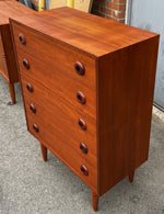 REFINISHED Swedish Mid Century Modern Teak Tallboy Dresser 5 drawers 2