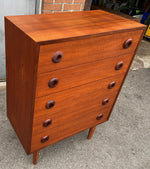 REFINISHED Swedish Mid Century Modern Teak Tallboy Dresser 5 drawers 3
