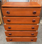 REFINISHED Swedish Mid Century Modern Teak Tallboy Dresser 5 drawers 6